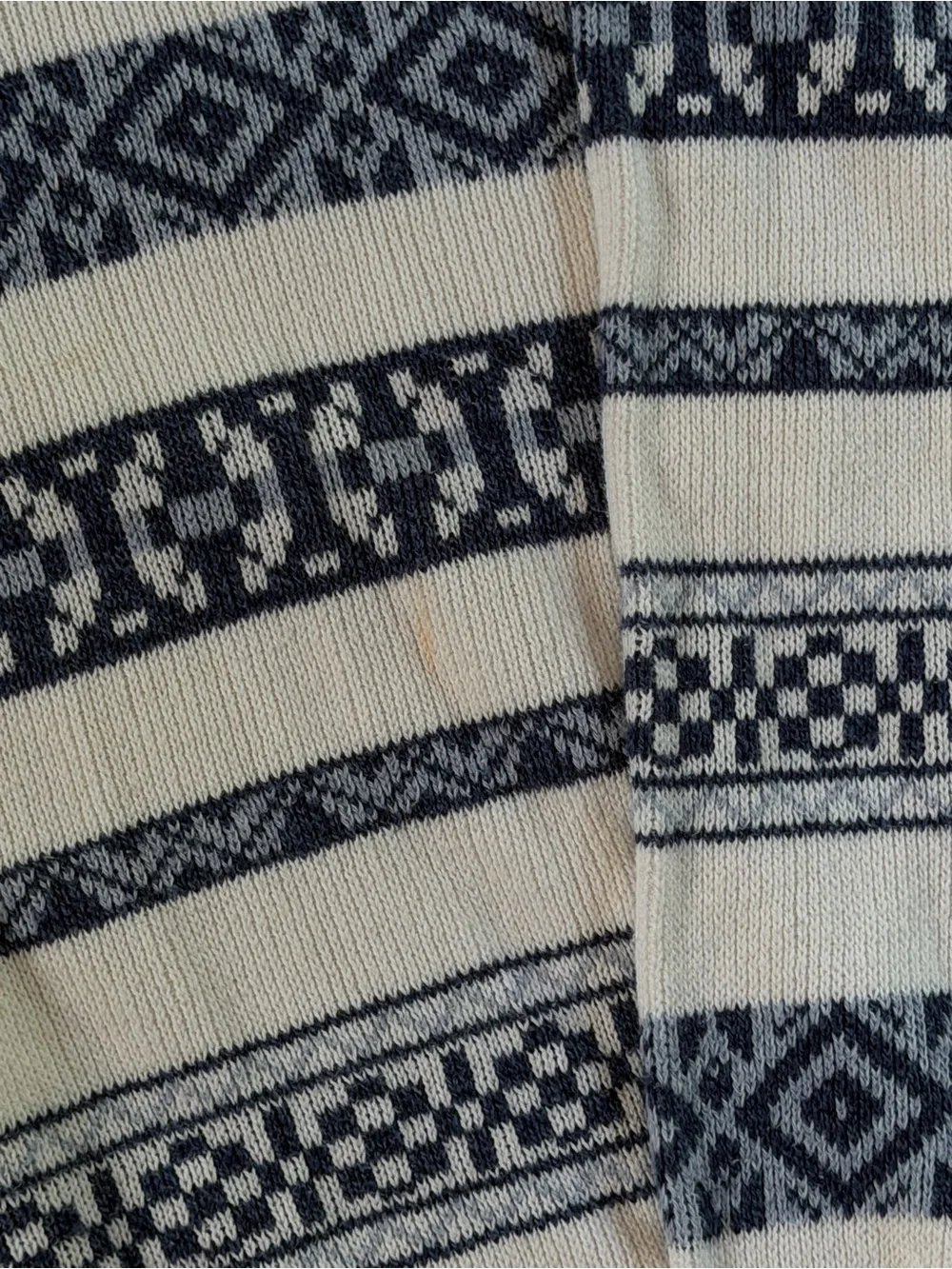 John Ashford White and Navy Crewneck Sweater